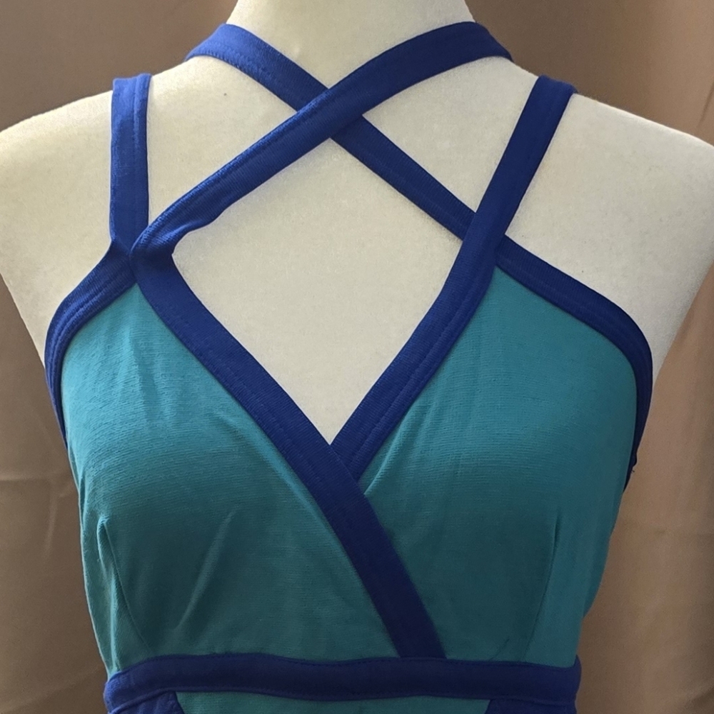 VENUS Blue and Teal Cross-Strap Sheath Dress - Picture 5 of 5